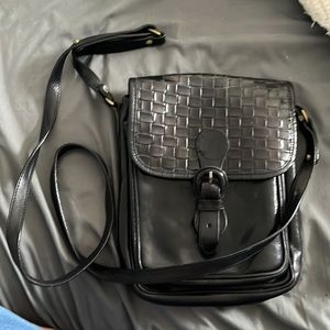 Brahmin Black Leather Crossbody Purse Satchel